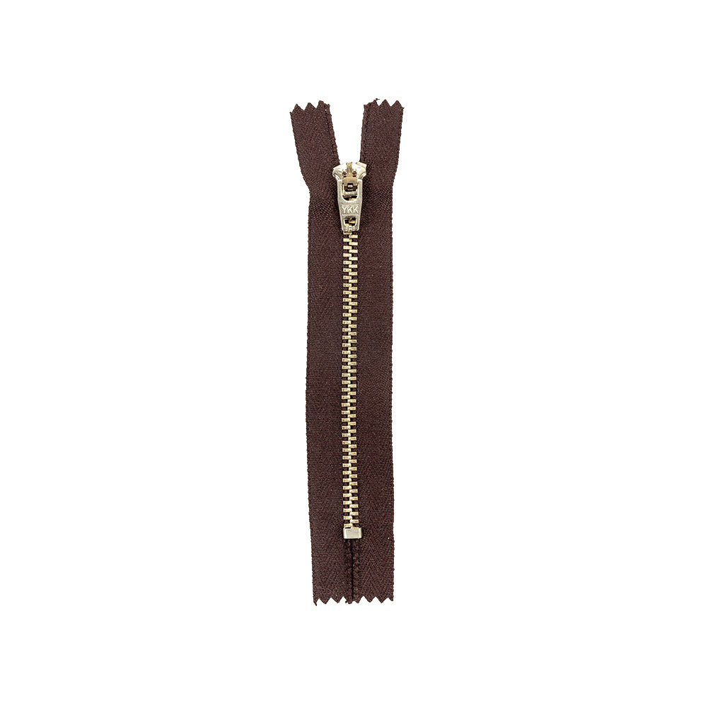 YKK Black Coffee Metal Closed Bottom Zipper with Silver Teeth - 4.5