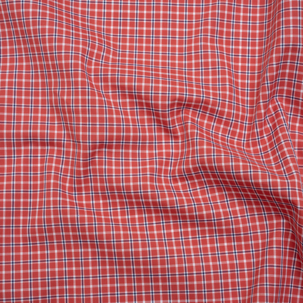 Cotton Shirting - Red, Navy and White Check Plaid - Deadstock - Joann Fabrics