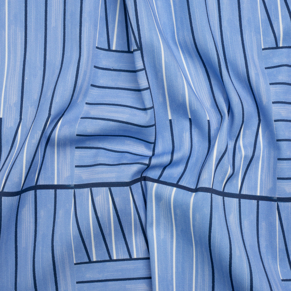 Stretch Cotton Twill Print - Blue Lines in Blocks - Mood Exclusive Structurally Sound - Joann Fabrics