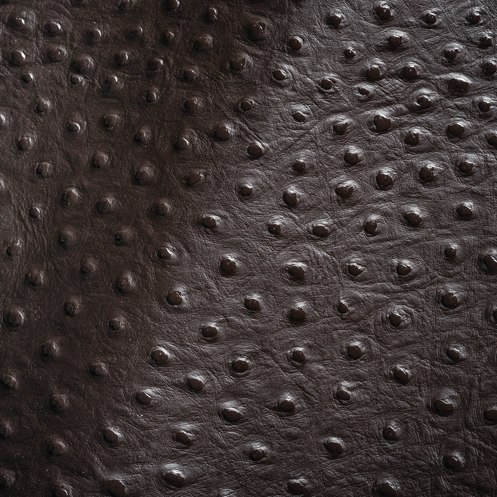 Shirley Italian Espresso Ostrich Embossed Semi-Aniline Top Grain Cow Leather Hide - Joann Fabrics
