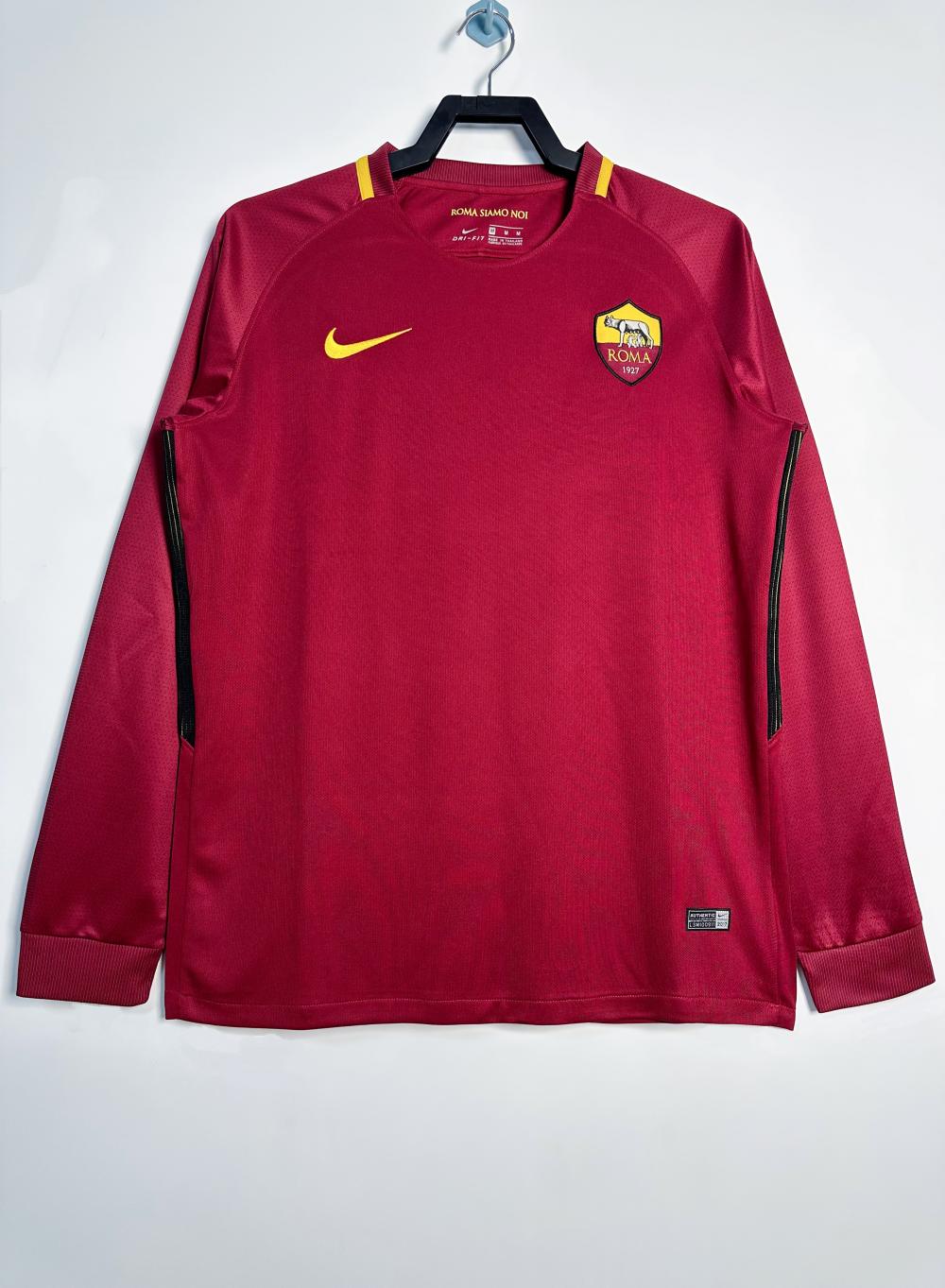 2017-2018 Retro Long Sleeve Roma Home Soccer Jersey 1:1 Thai Quality