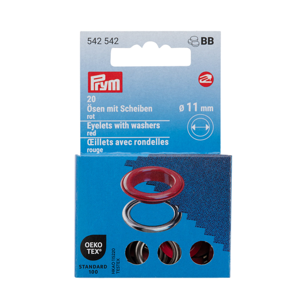Prym Eyelets with Washers - Red 11mm - 20pc - Joann Fabrics
