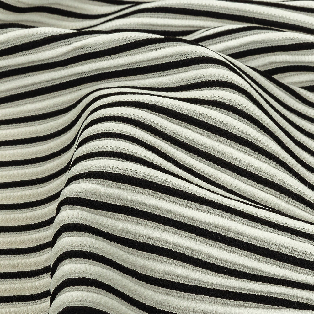 Italian Bright White and Black Raised Stripes Stretch Knit - Joann Fabrics
