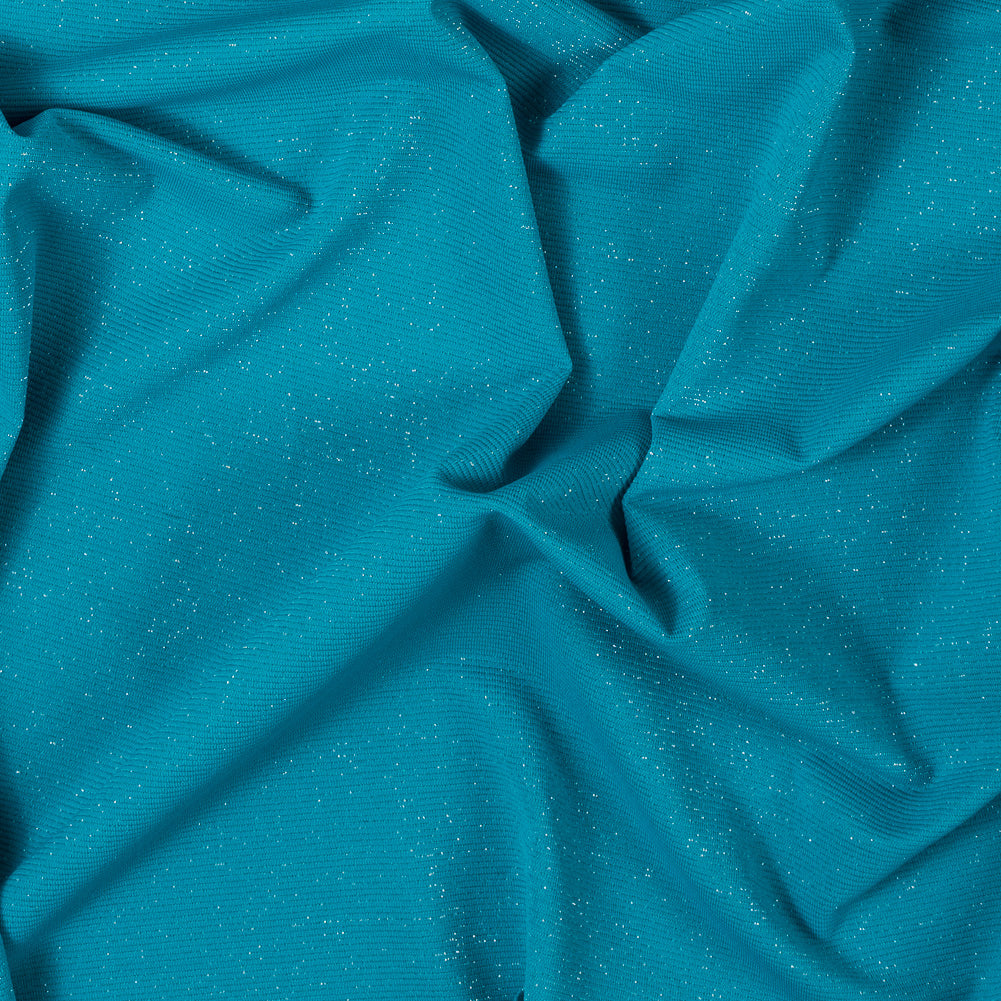 Surf Blue and Metallic Silver Striped Stretch Nylon Jersey - Joann Fabrics
