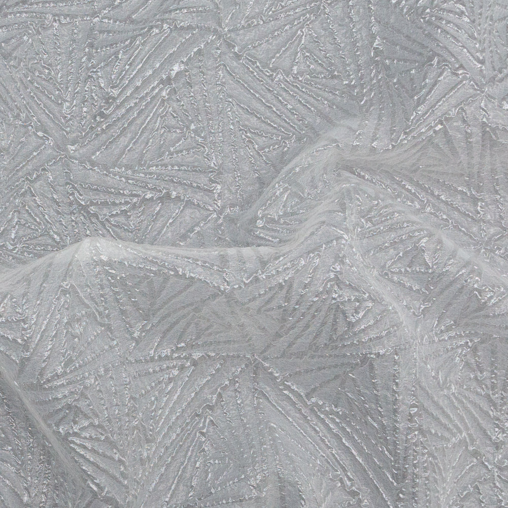 Luminous White Geometric Double-Layer Creped Organza Brocade - Joann Fabrics