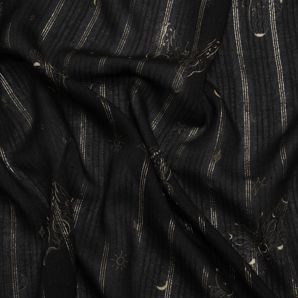 Mood Exclusive Black Sky Sanctuary Metallic Pinstriped Viscose Dobby - Joann Fabrics