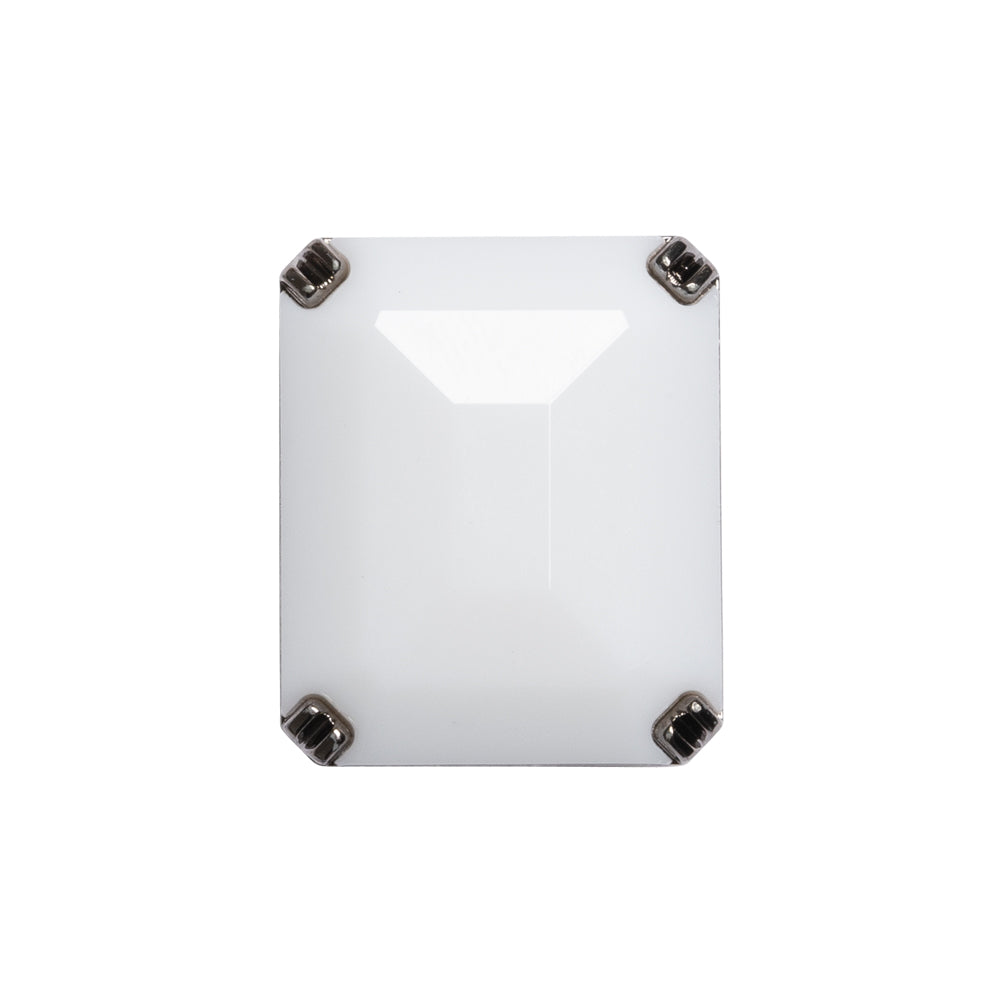 Rectangular Plastic Shank Back Button - White and Metallic Silver Faceted - 36L/23mm - Joann Fabrics