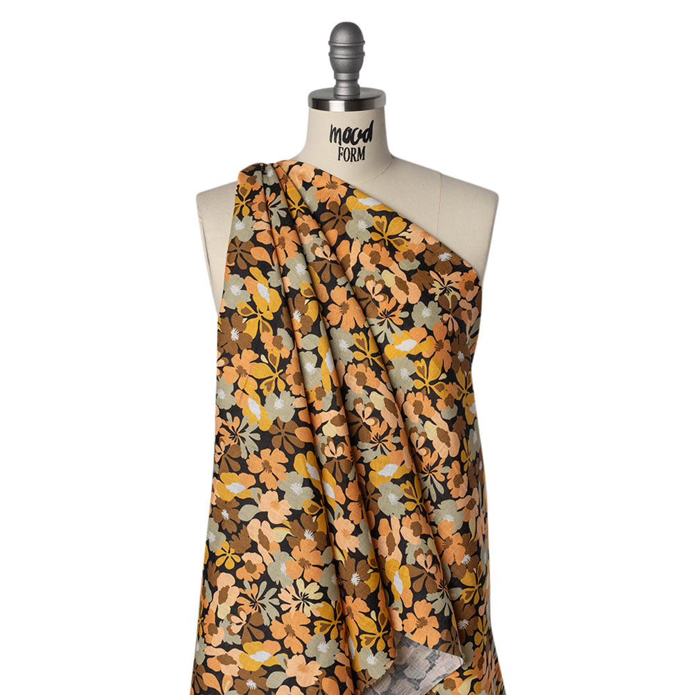 Medium Weight Linen Woven Print - Brown, Sage and Peach Floral - Joann Fabrics