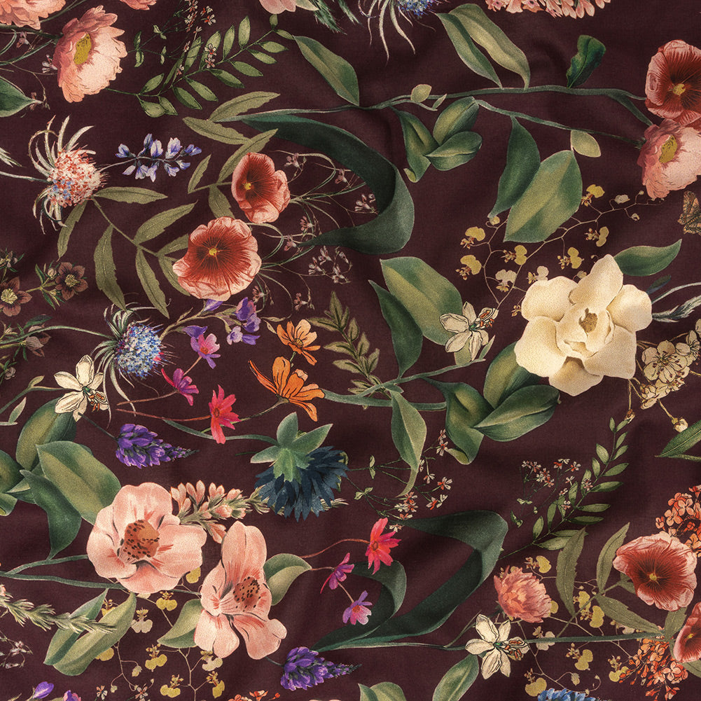Cotton Voile - Deep Purple Floral - Baroque Bouquet Print - Mood Exclusive Wisteria Collection - Joann Fabrics