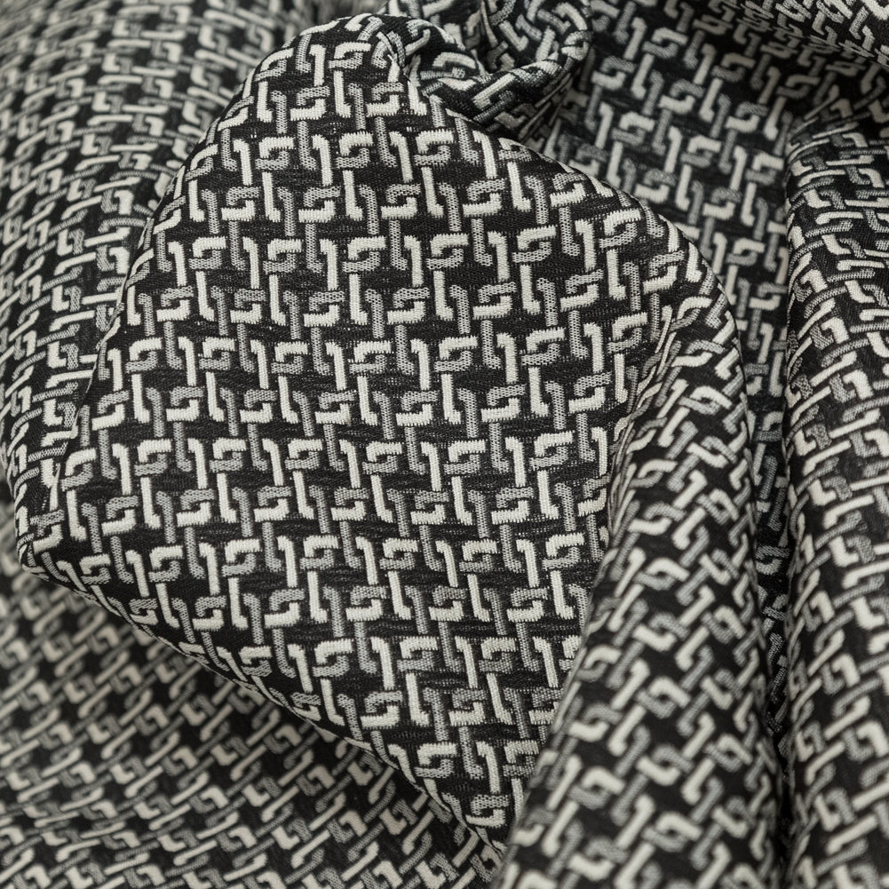 Pelican and Black Olive Geometric Reversible Polyester Jacquard - Joann Fabrics