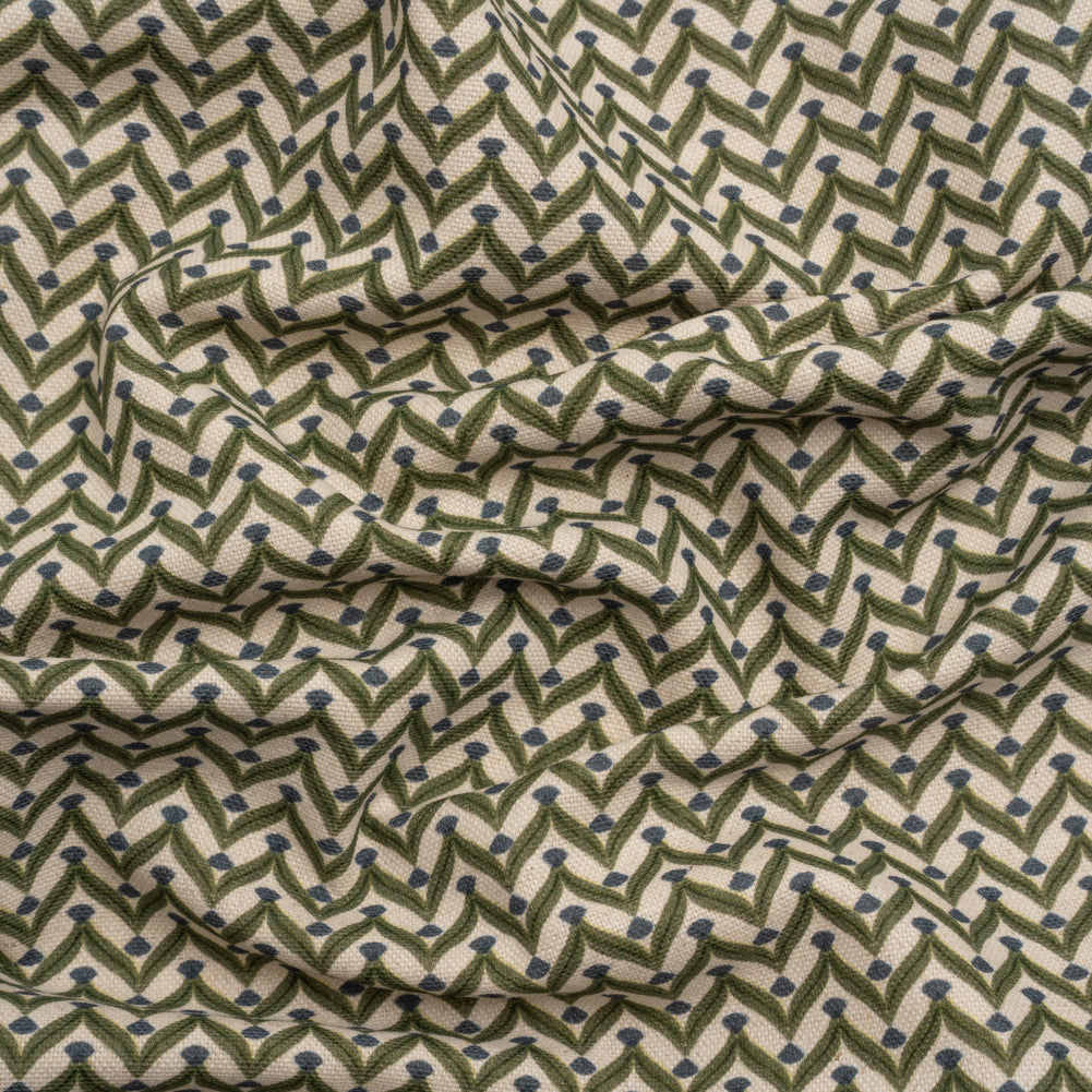 Cotton and Linen Canvas Print - Olive Leafy Chevrons - British Imported - Joann Fabrics