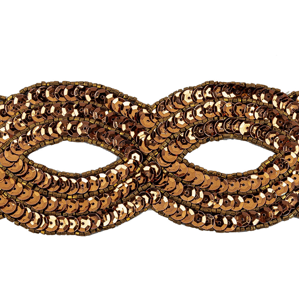 Vintage Bronze Sequins and Beaded Figure Eight Applique - 11