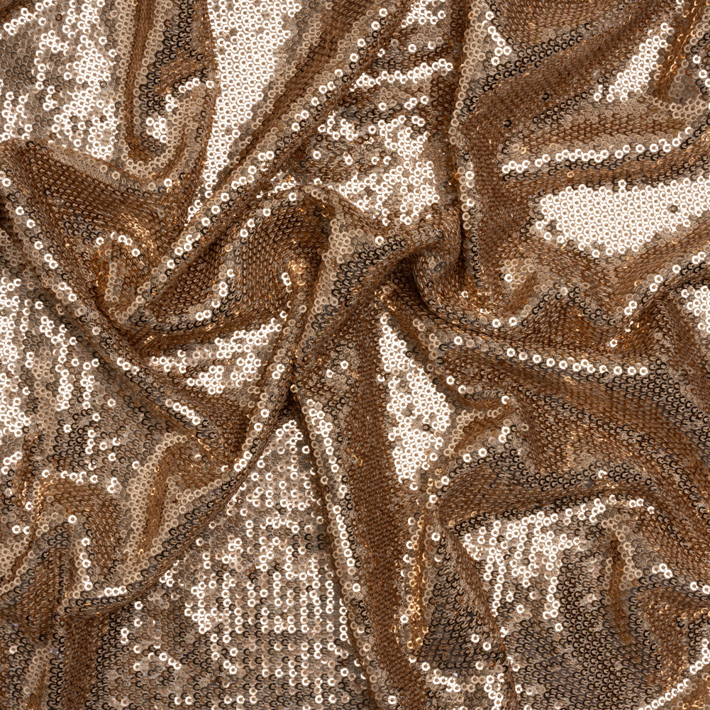 Baby Sequins Mesh - Rose Gold on Beige - Designer Deadstock - Joann Fabrics