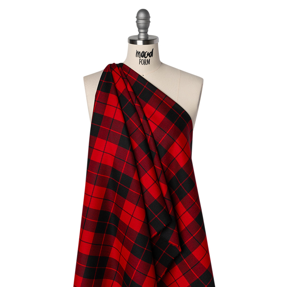 Virgin Wool Twill Made in Italy - Red and Black Classic Plaid - Joann Fabrics