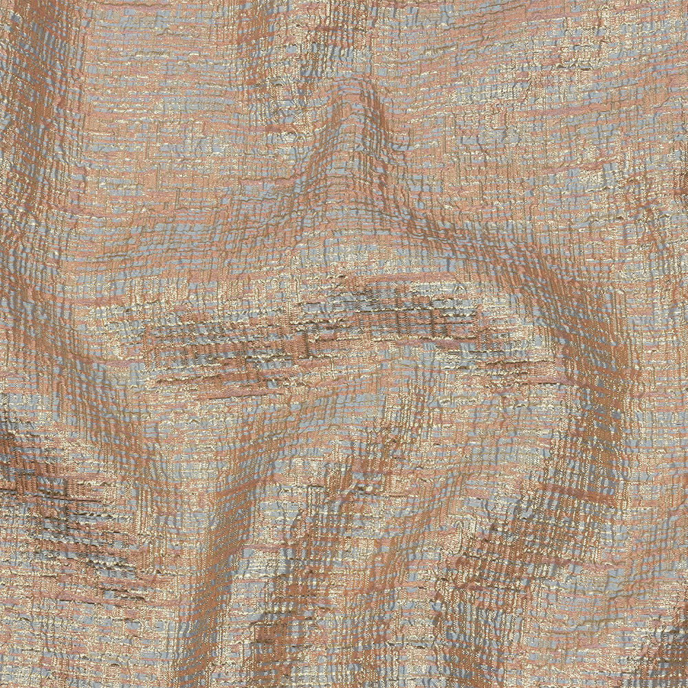 Metallic Gold, Pink and Pale Blue Crosshatched Lines Luxury Brocade - Joann Fabrics