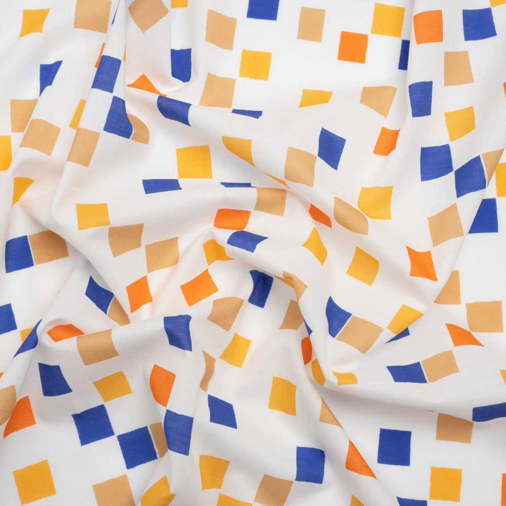 Cotton Voile Print - Blue and Orange Sqare Confetti - Mood Exclusive Cubic Field - Joann Fabrics