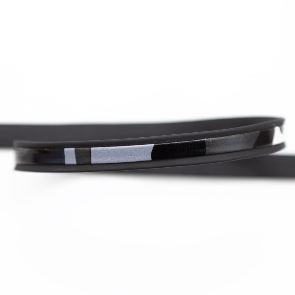 Italian Black and White Camouflage Vinyl Striped Rubber Trimming - 0.375