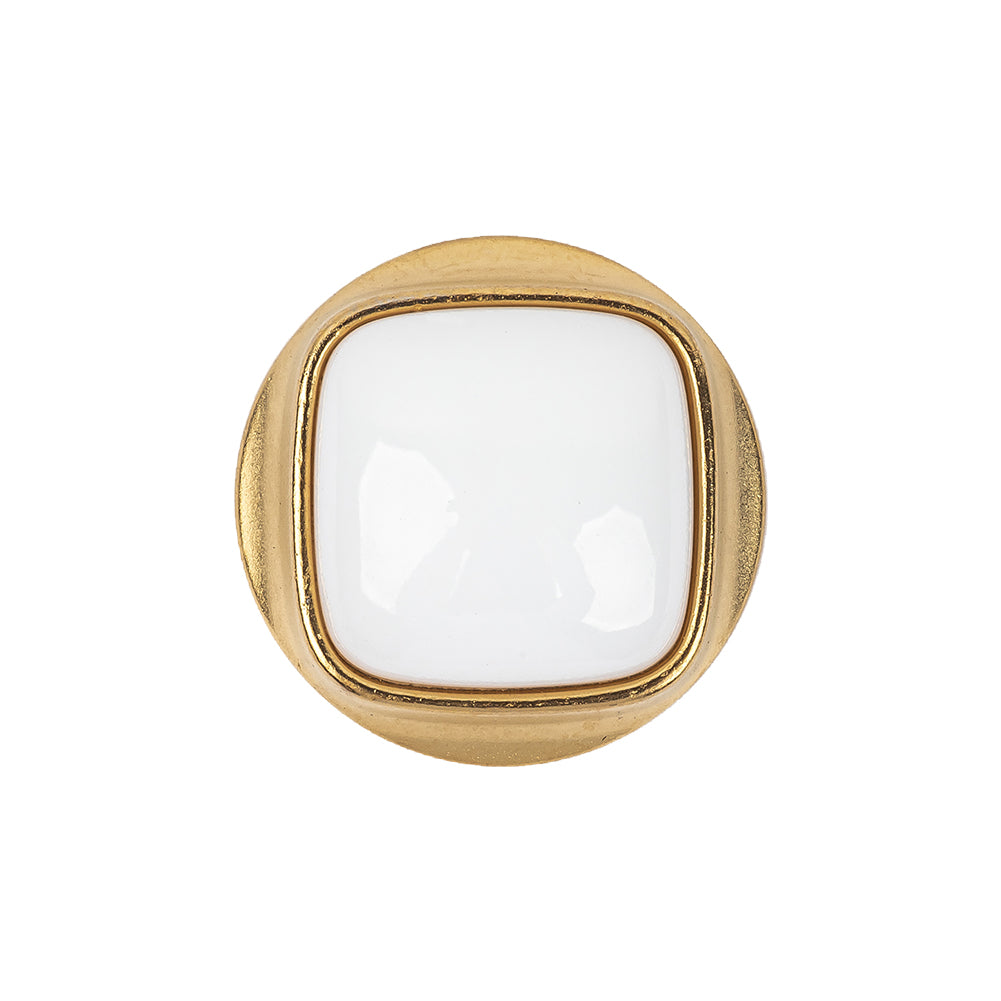 White and Gold Rimmed 2-Piece Shank Back Plastic Button - 36L/23mm - Joann Fabrics