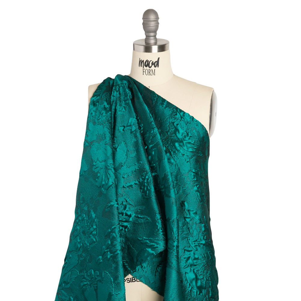 Luminous Teal Floral Lightweight Luxury Brocade - Joann Fabrics