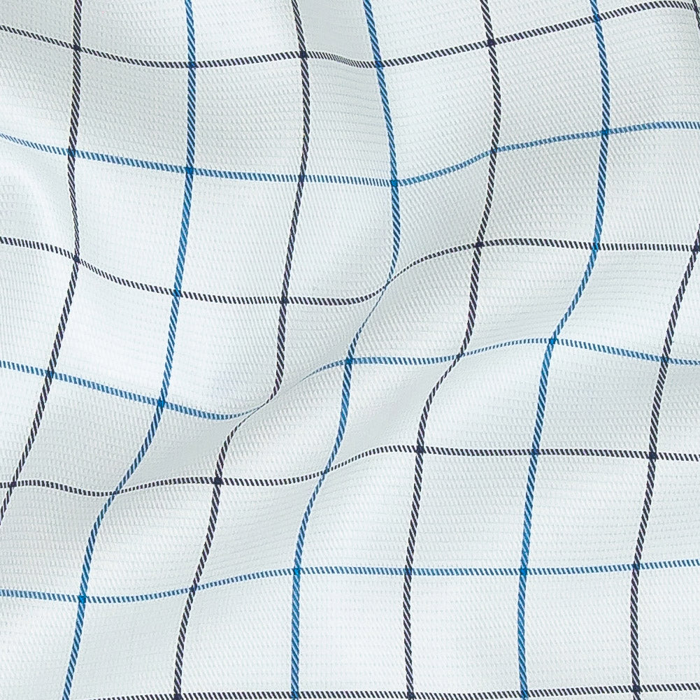 Premium Gradient Blues and White Checkered Dobby Cotton Shirting - Joann Fabrics