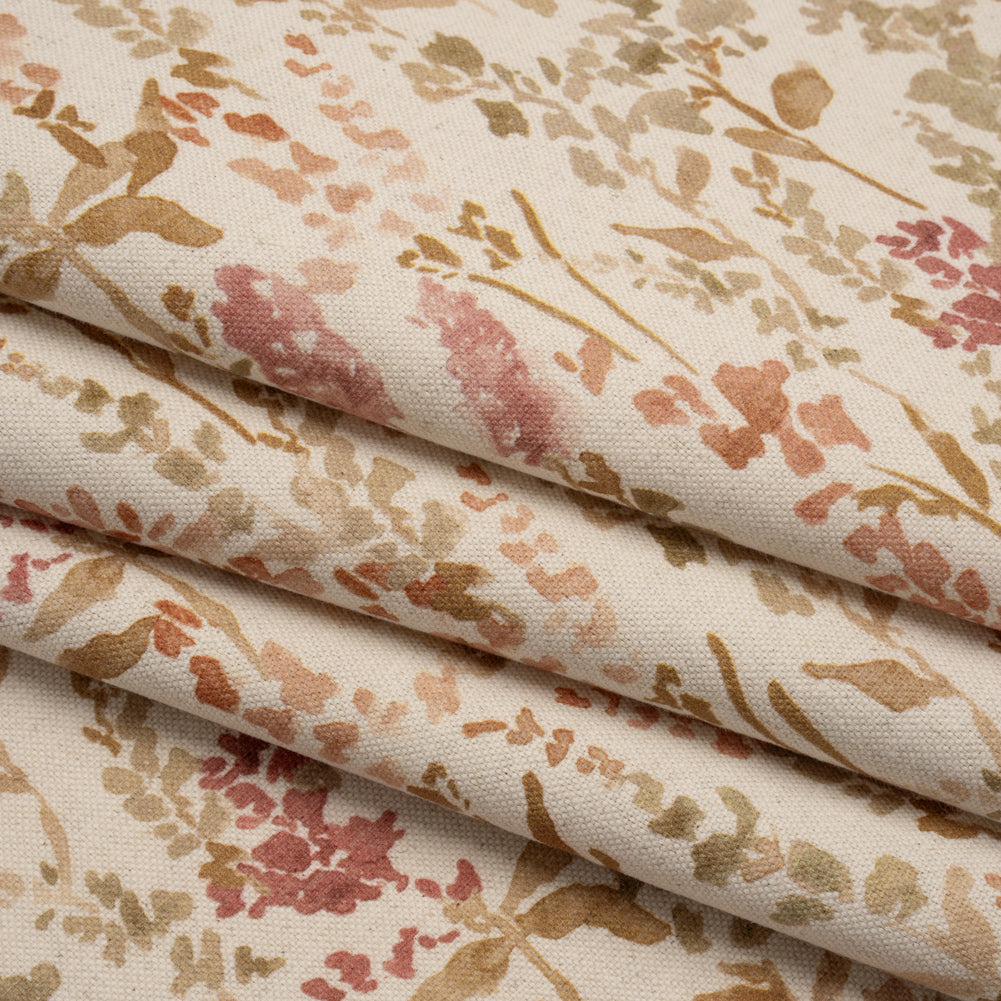 Printed Cotton and Linen Canvas - Berry Painterly Flowers - British Imported - Joann Fabrics