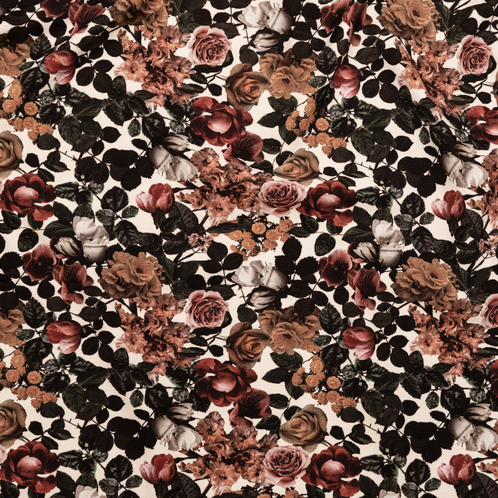Stretch Polyester Crepe - White and Green Floral - Ethereal Verdure Print - Mood Exclusive Serengeti Collection - Joann Fabrics