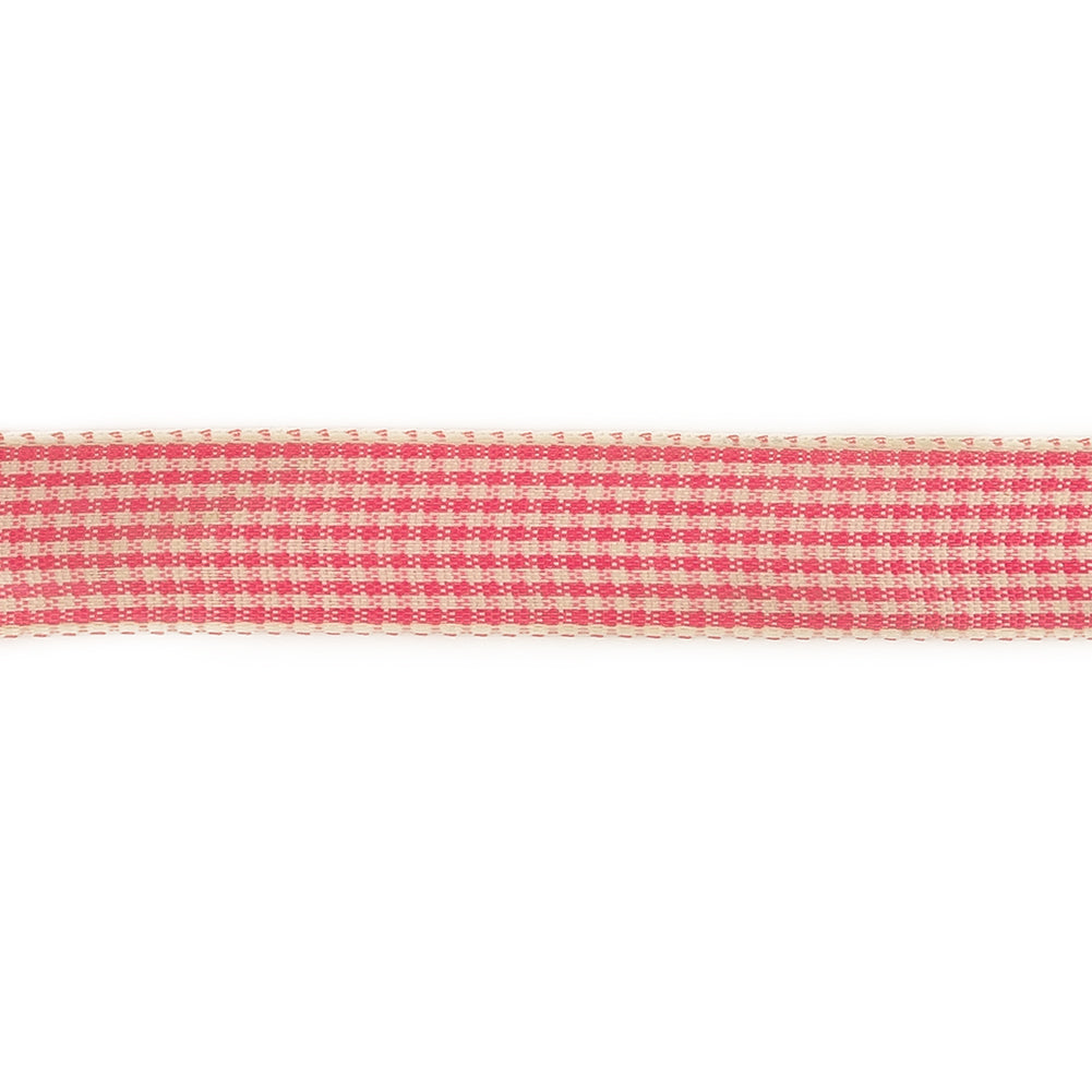 Hot Pink and Dew Houndstooth Check Woven Ribbon - 0.625