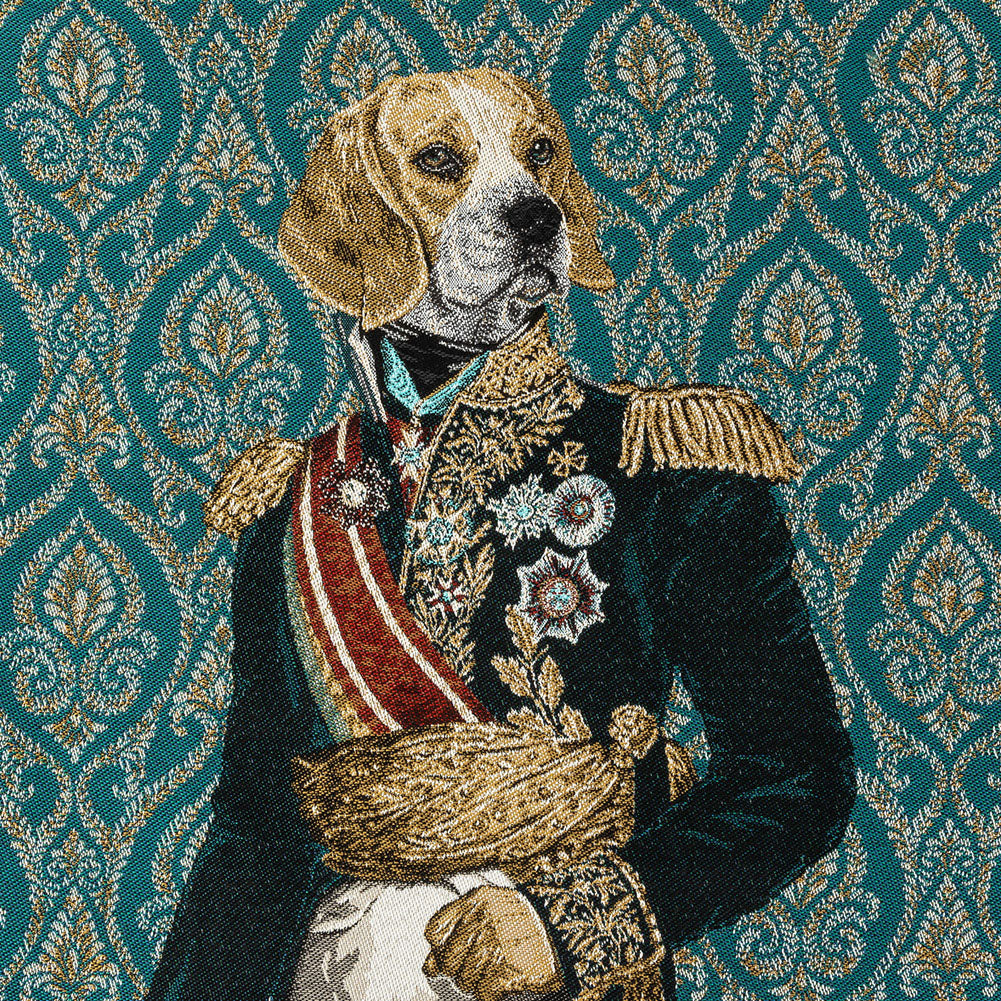 French Teal Woof Marshal Cotton Blend Oversized Square Patch - 18.875