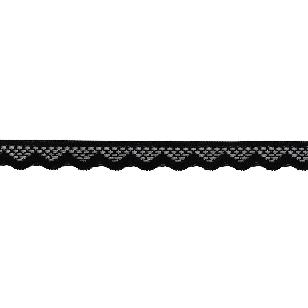 Black Scalloped Edge Lace Geometric Trimming - 0.5
