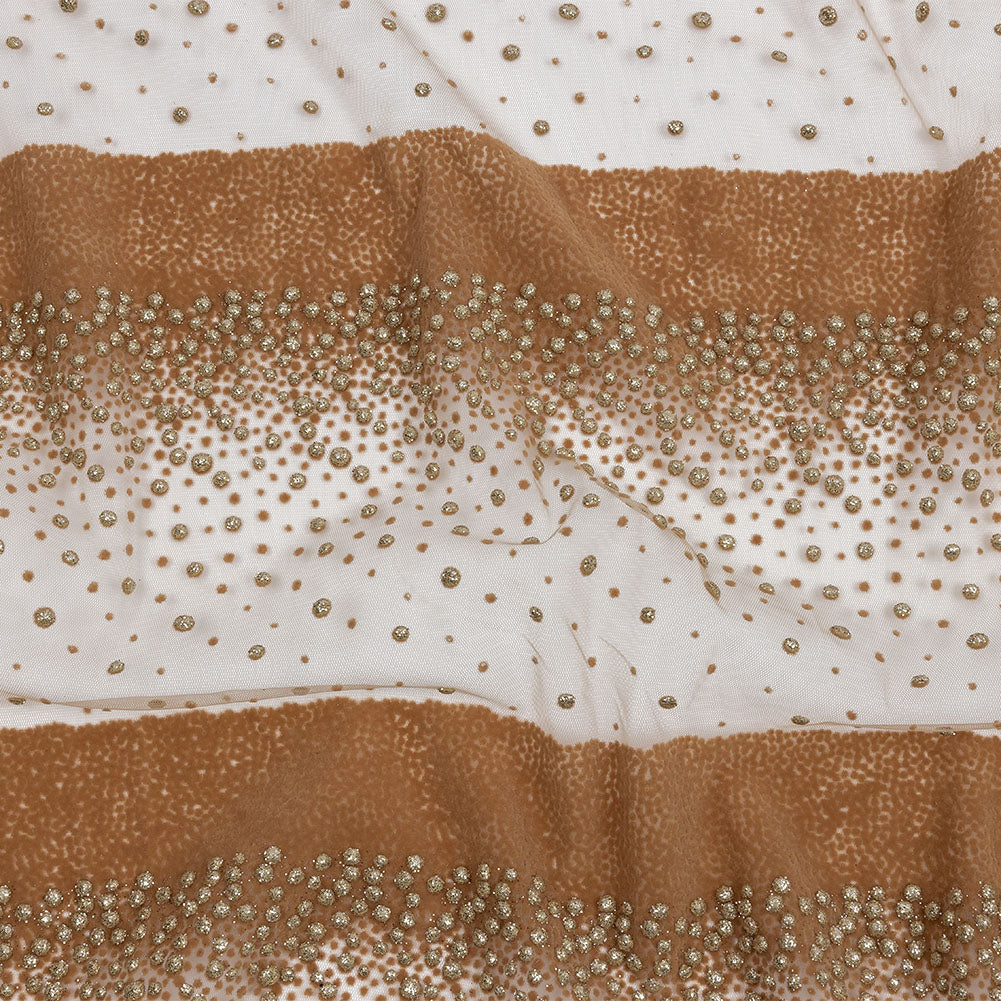 Flocked Puffy Glitter Tulle - Caramel Abstract Stripes - Joann Fabrics