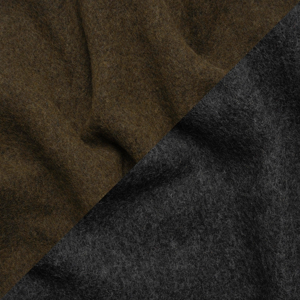 Italian Olive and Charcoal Brushed Wool and Polyester Double Cloth Coating - Joann Fabrics