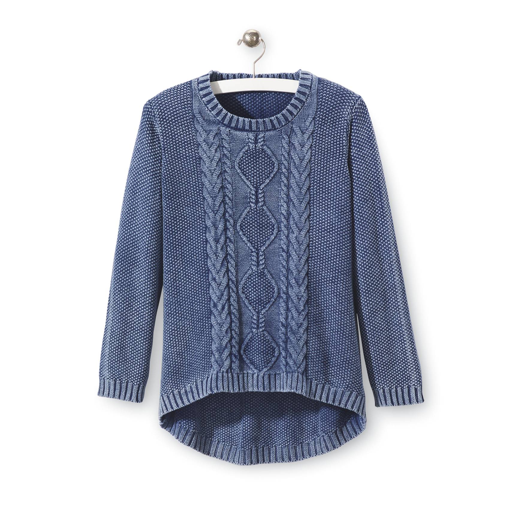 Vintage-Wash Cotton Cable Pullover Sweater, Front Pockets, Long Sleeve - Northstyle Catalog