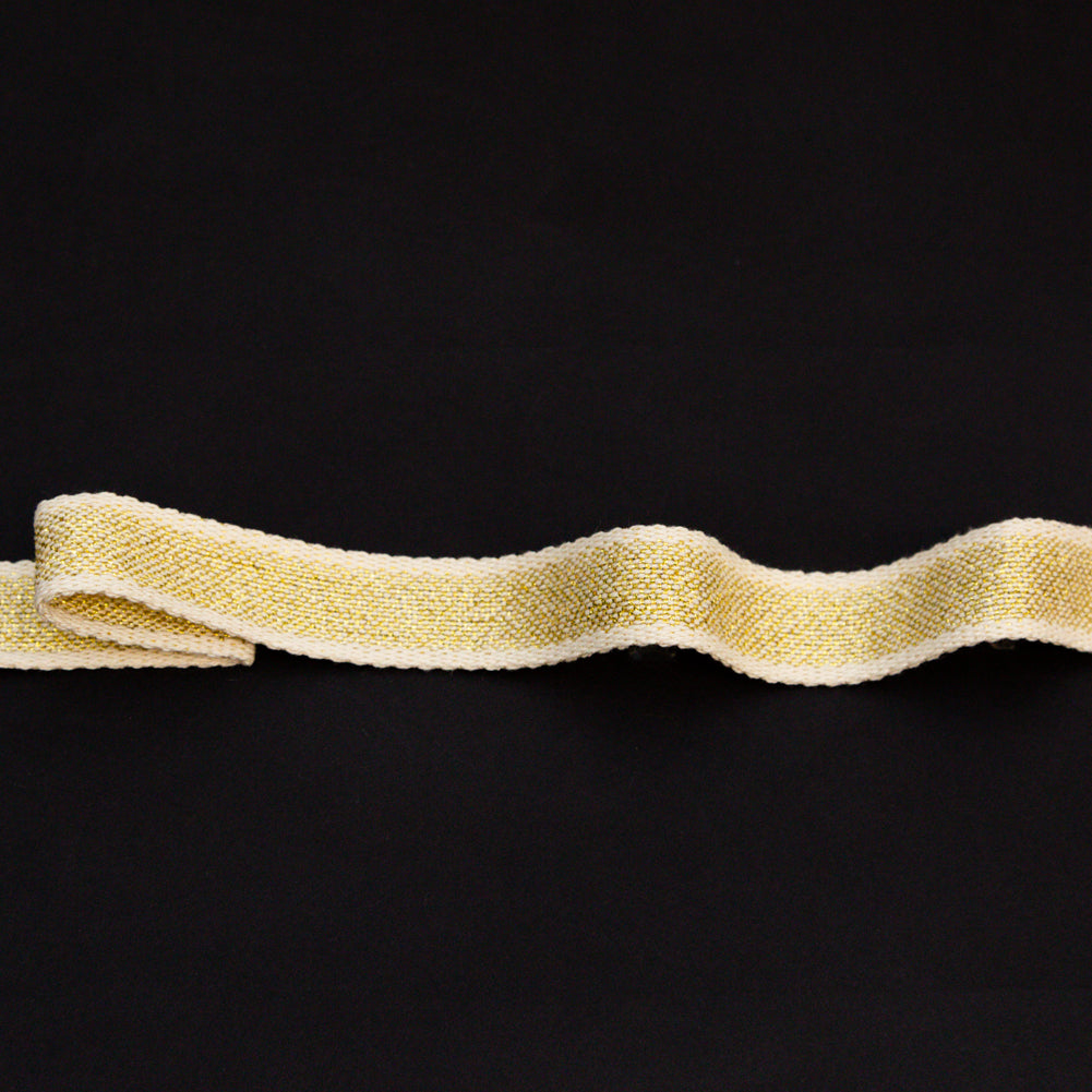 Italian Natural and Metallic Gold Woven Cotton Trimming - 1