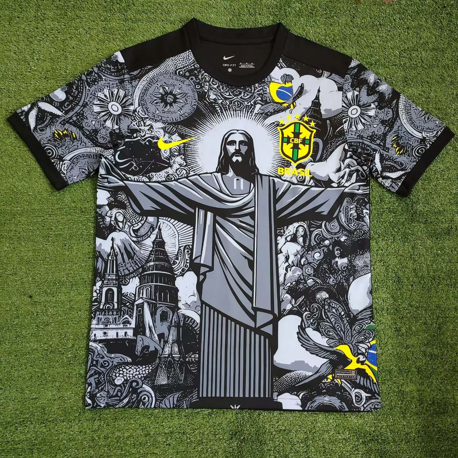 2024-2025 Brazil Special Edition Jesus Black Gray Soccer Jersey