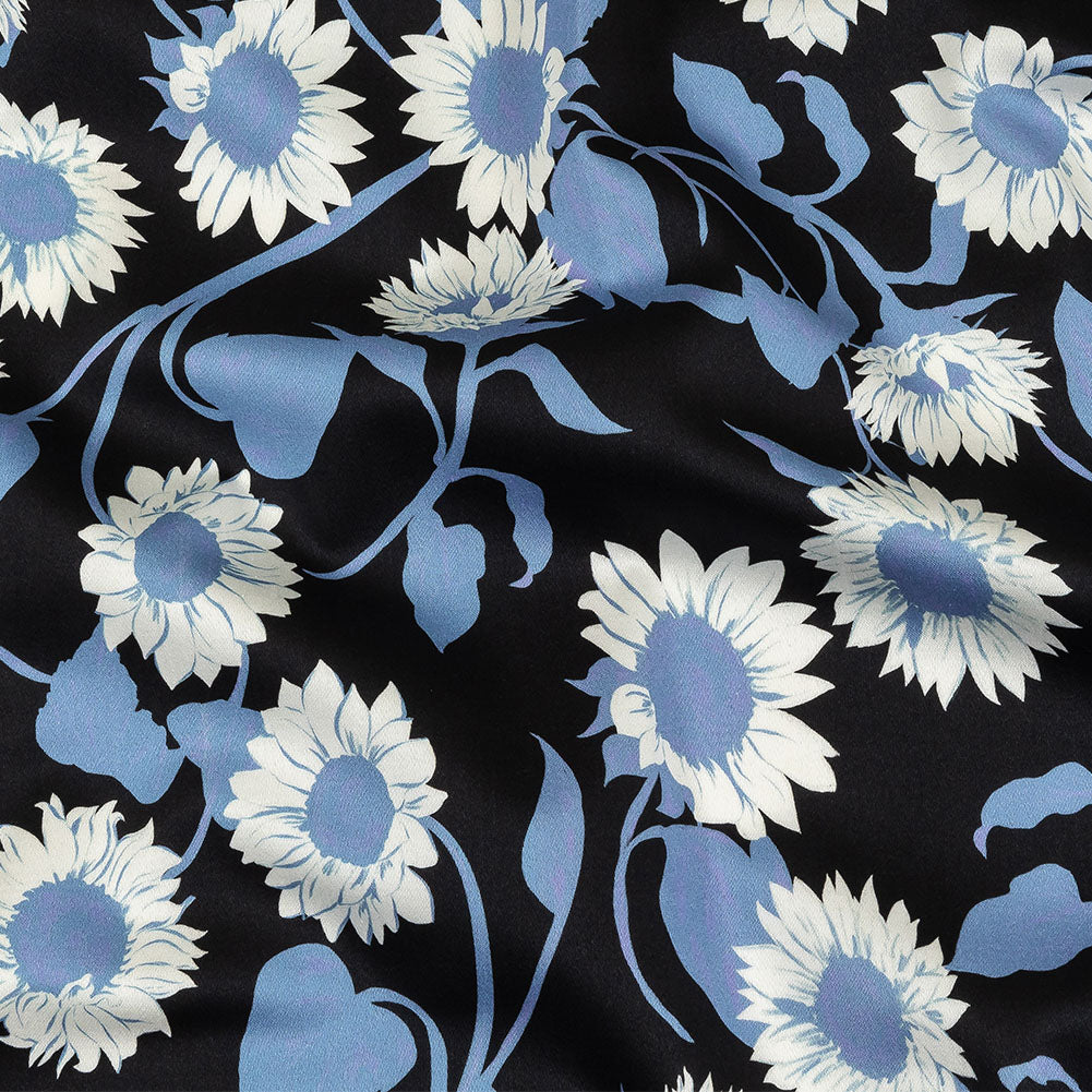 Stretch Cotton Sateen - Blue Floral - Adore You Print - Mood Exclusive Indigo Collection - Joann Fabrics