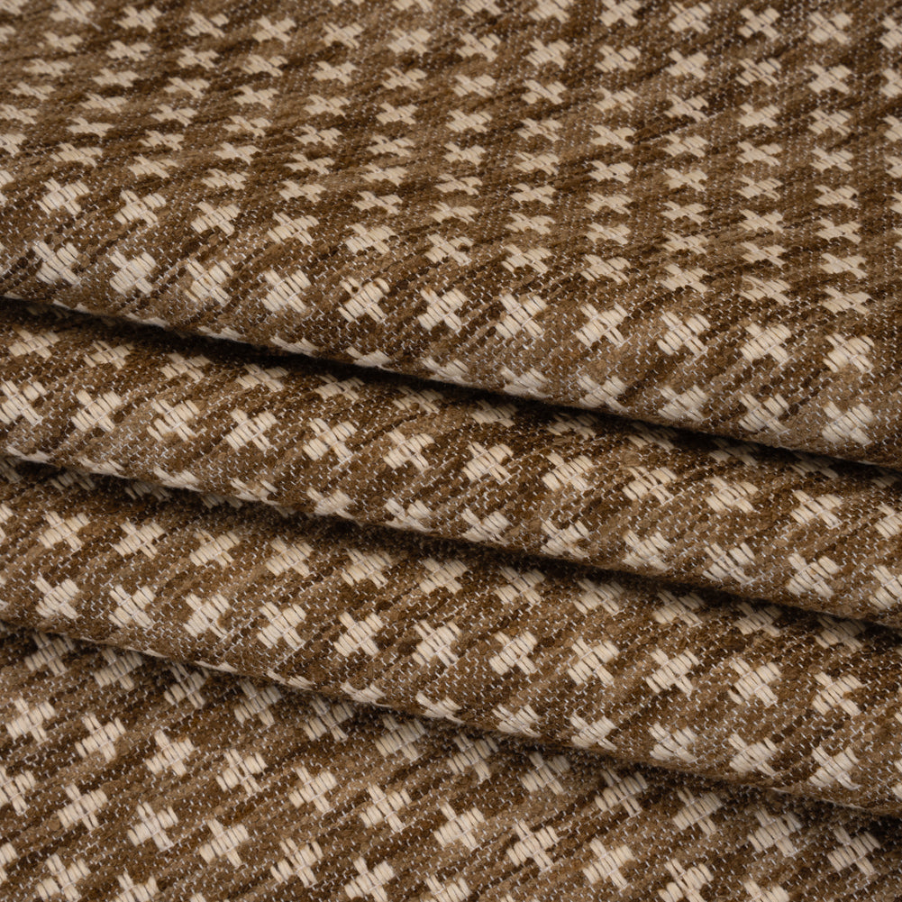 Polyester Boucle Home Decor Jacquard - Walnut Plus Signs - British Imported - Joann Fabrics