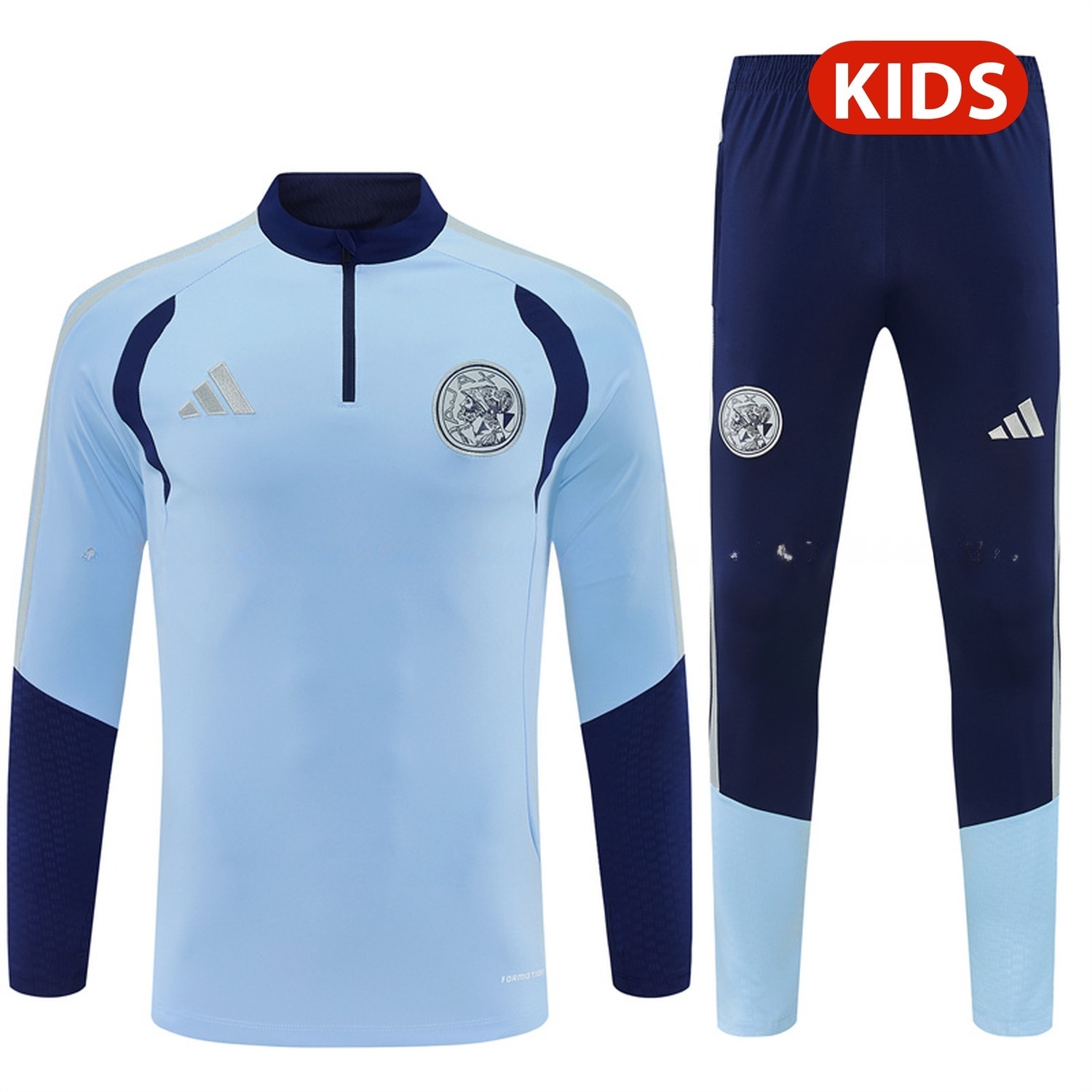 Ajax 26-27 Kids Long Sleeve Training Set - Light Blue Top & Deep Blue Pants - UnitedFutballJersey