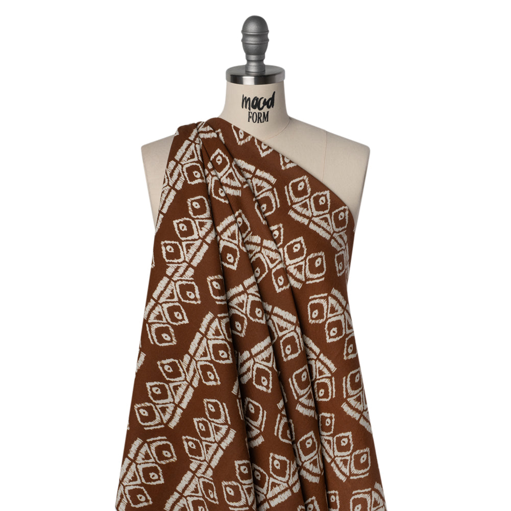 Linen and Rayon Woven - Brown and Off White Soft Geometrics - Mood Exclusive Geo Drift Print - Joann Fabrics