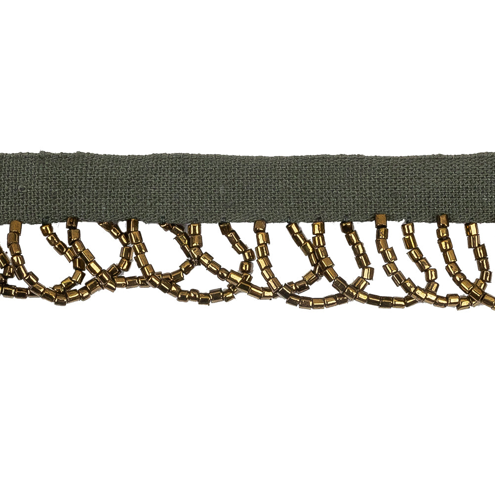 Vintage Bronze Small Looped Bugle Beaded Fringe - 0.875