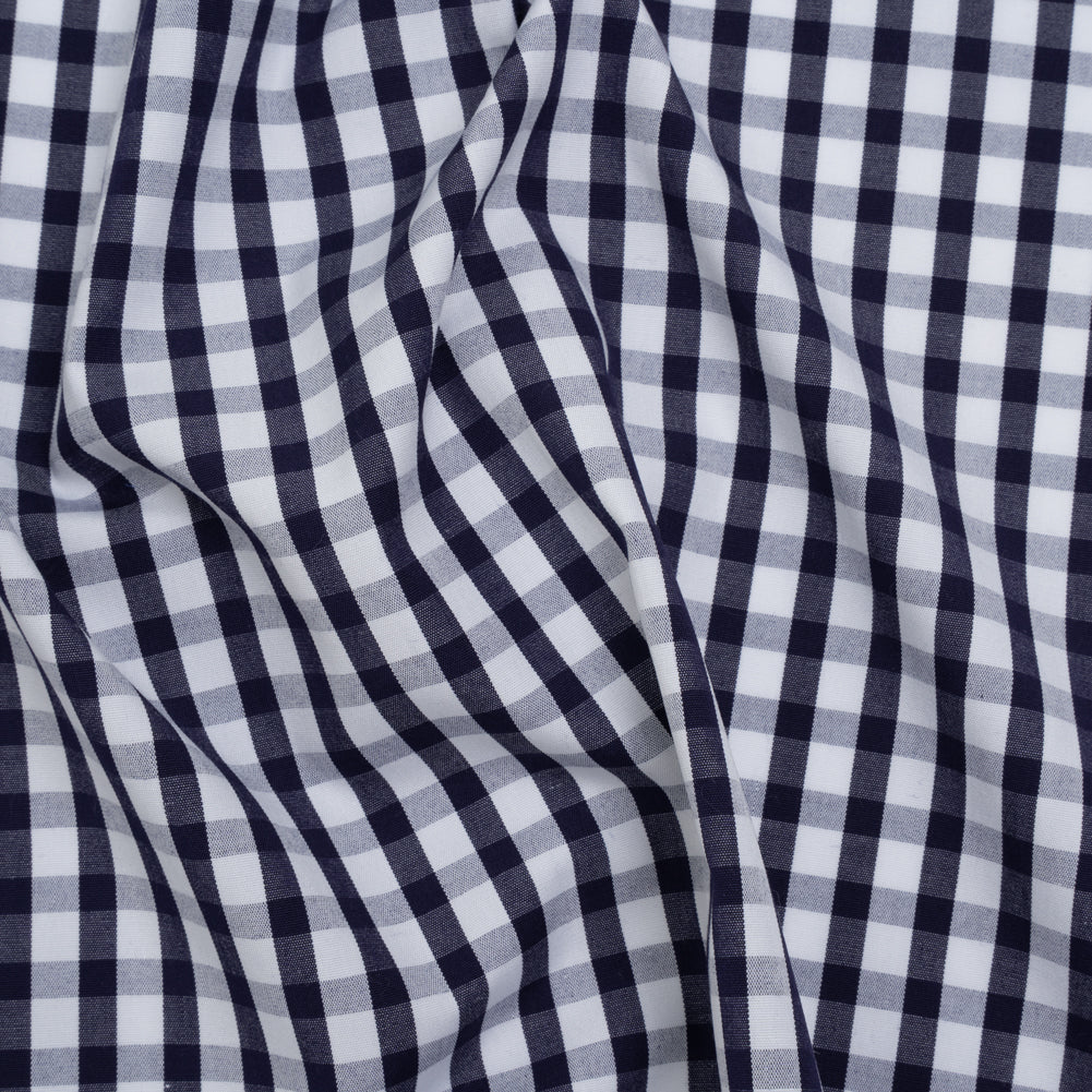 Cotton Shirting - Navy Blue and White Checks - Deadstock - Joann Fabrics