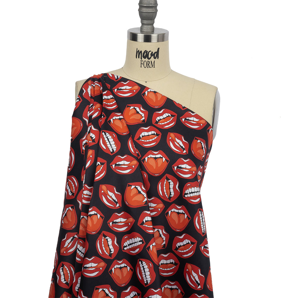 Mercerized Organic Egyptian Cotton Shirting - Red and Black Vampire Lips - Ravello Collection - Joann Fabrics
