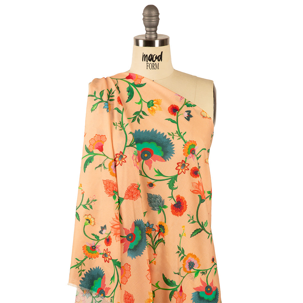 Cotton Voile - Peach Floral Vines - Sherbert Shandy Print - Mood Exclusive Gisele Collection - Joann Fabrics