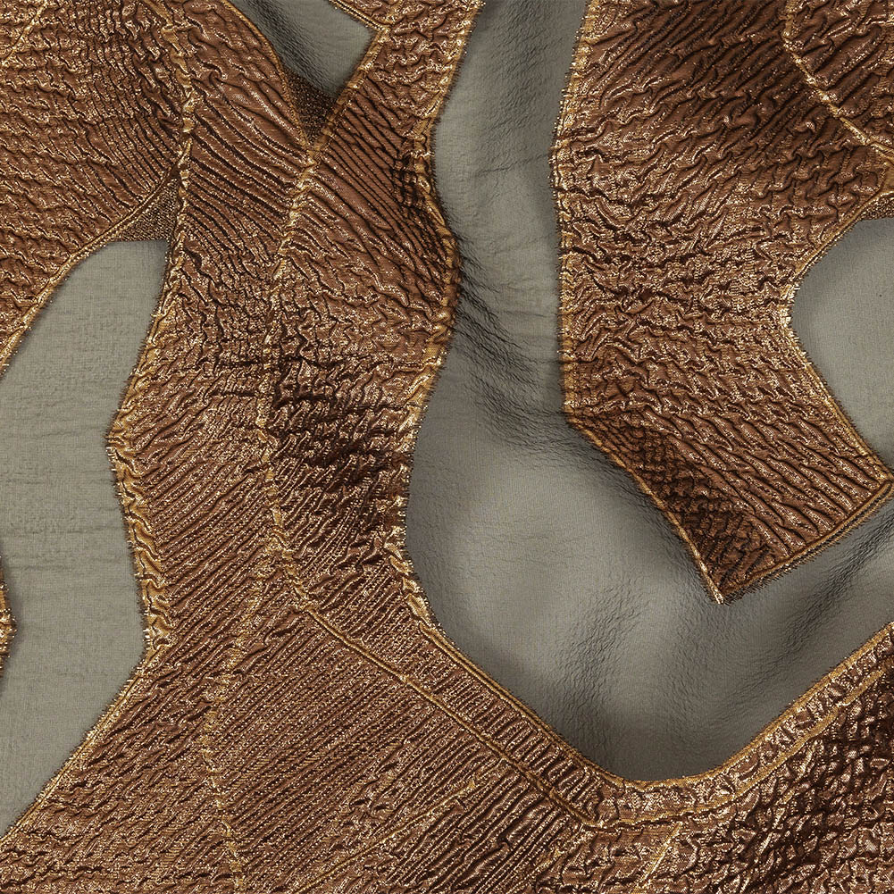 Metallic Bronze and Black Abstract Luxury Burnout Brocade - Joann Fabrics