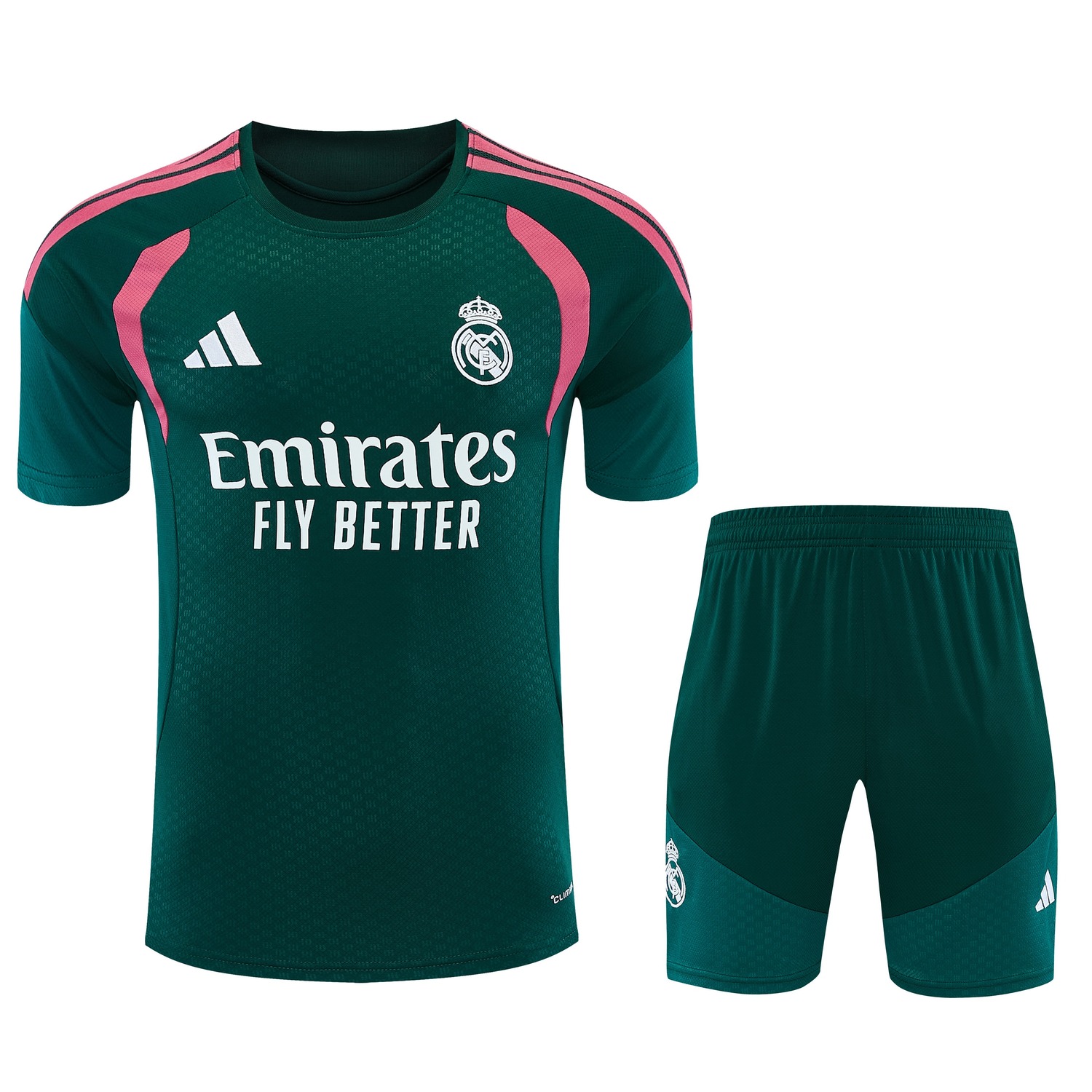Real Madrid 26-27 Short-Sleeve Training Set - Dark Green Top & Dark Green Shorts - UnitedFutballJersey
