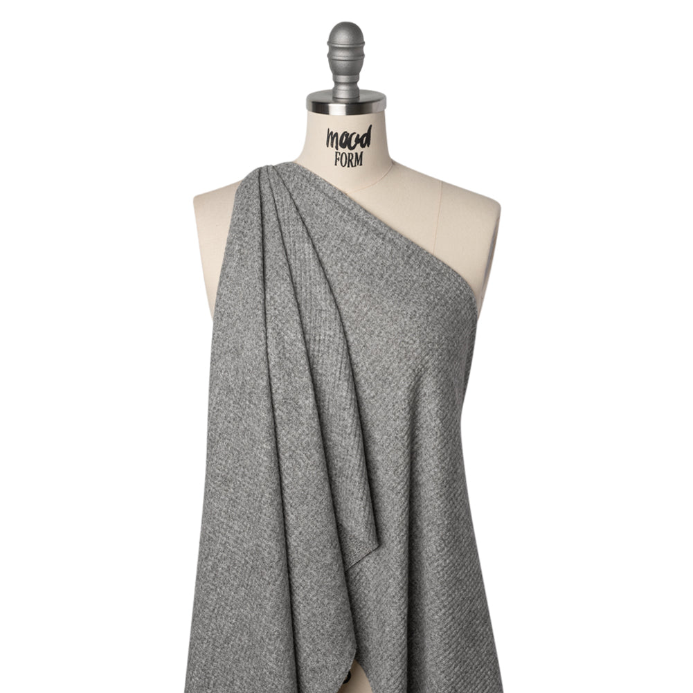 Brushed Stretch Rayon and Polyester Waffle Sweater Knit - Heathered Light Gray - Deadstock - Joann Fabrics