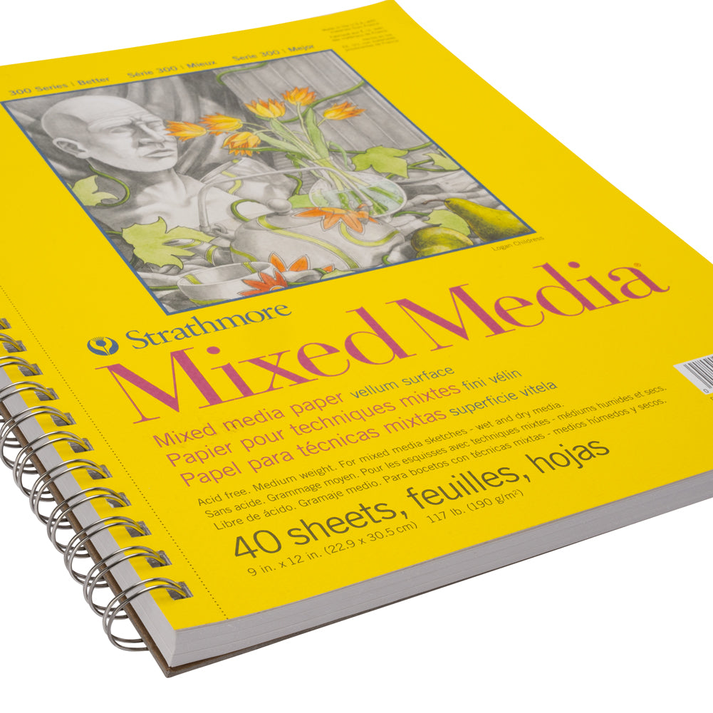 Strathmore 300 Series Mixed Media Spiral Pad, Micro Perforated - 40 Sheets, 117lb - 9