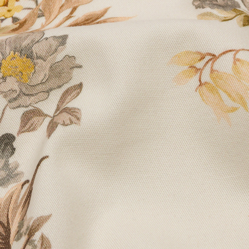 Brushed Stretch Cotton Twill Panel - Cream, Pink and Peach Floral Columns - Mood Exclusive Parthenon Petals - Joann Fabrics