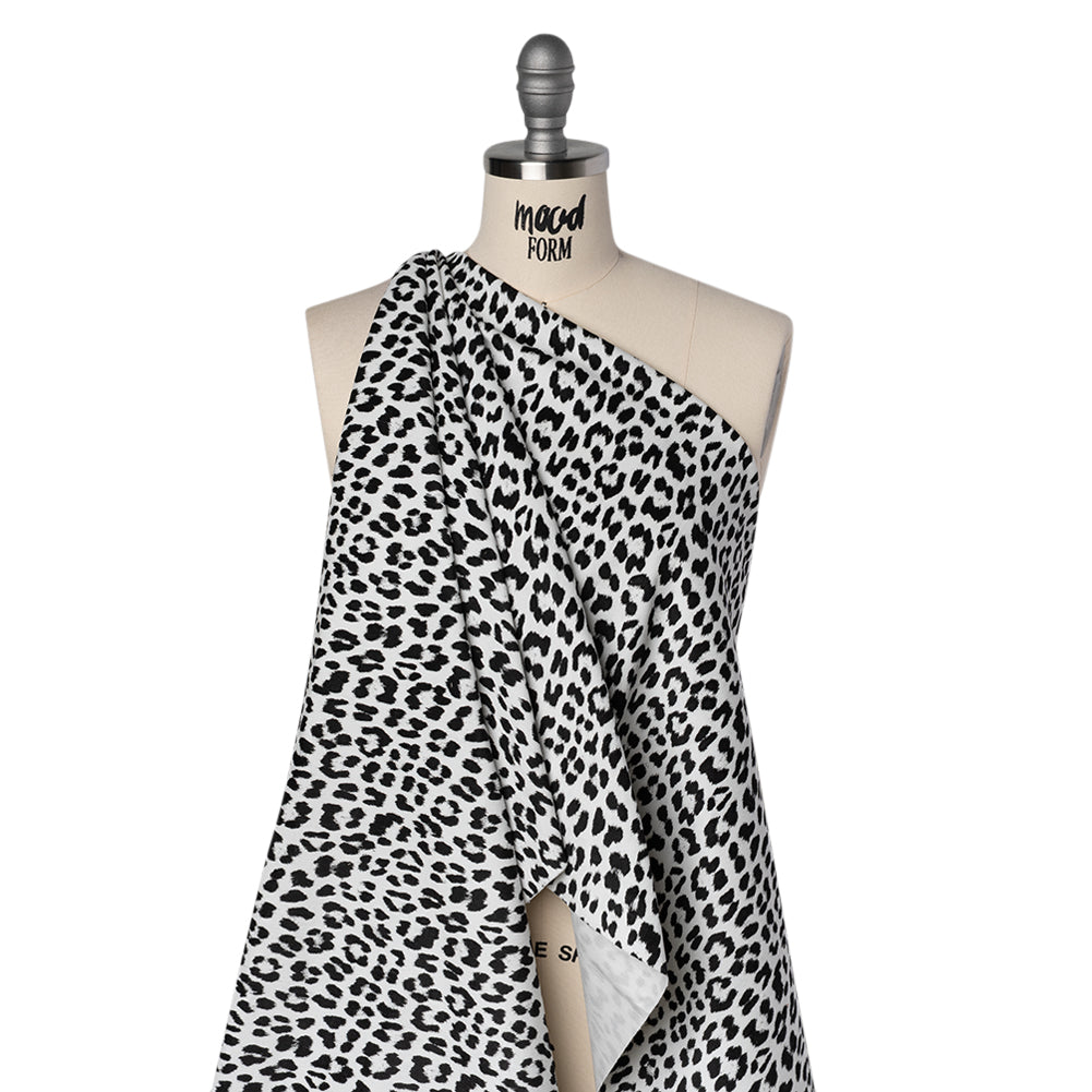 Stretch Cotton Corduroy Print Made in Italy - Black and White Cheetah Spots - Deadstock - Joann Fabrics