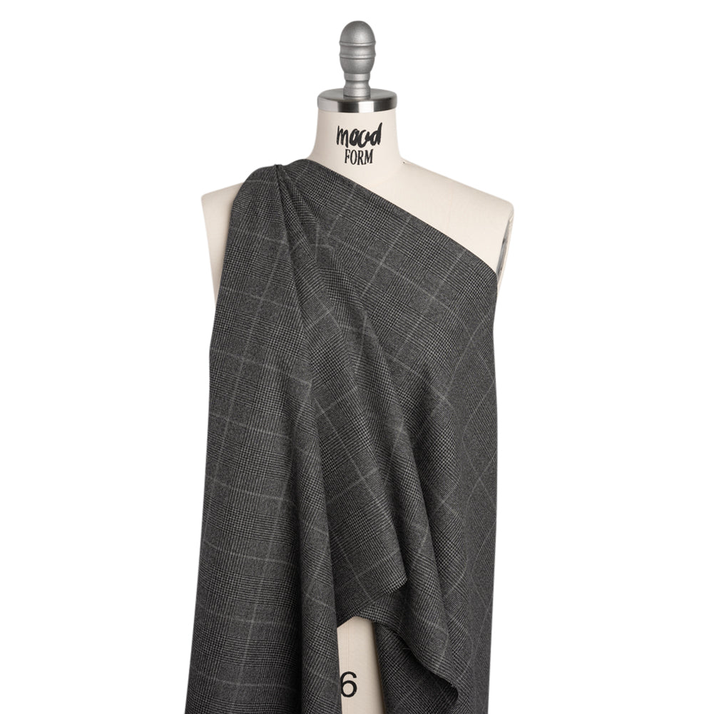 Super 130 Wool Suiting Made in Italy - Black and White Glen Plaid - Deadstock - Joann Fabrics