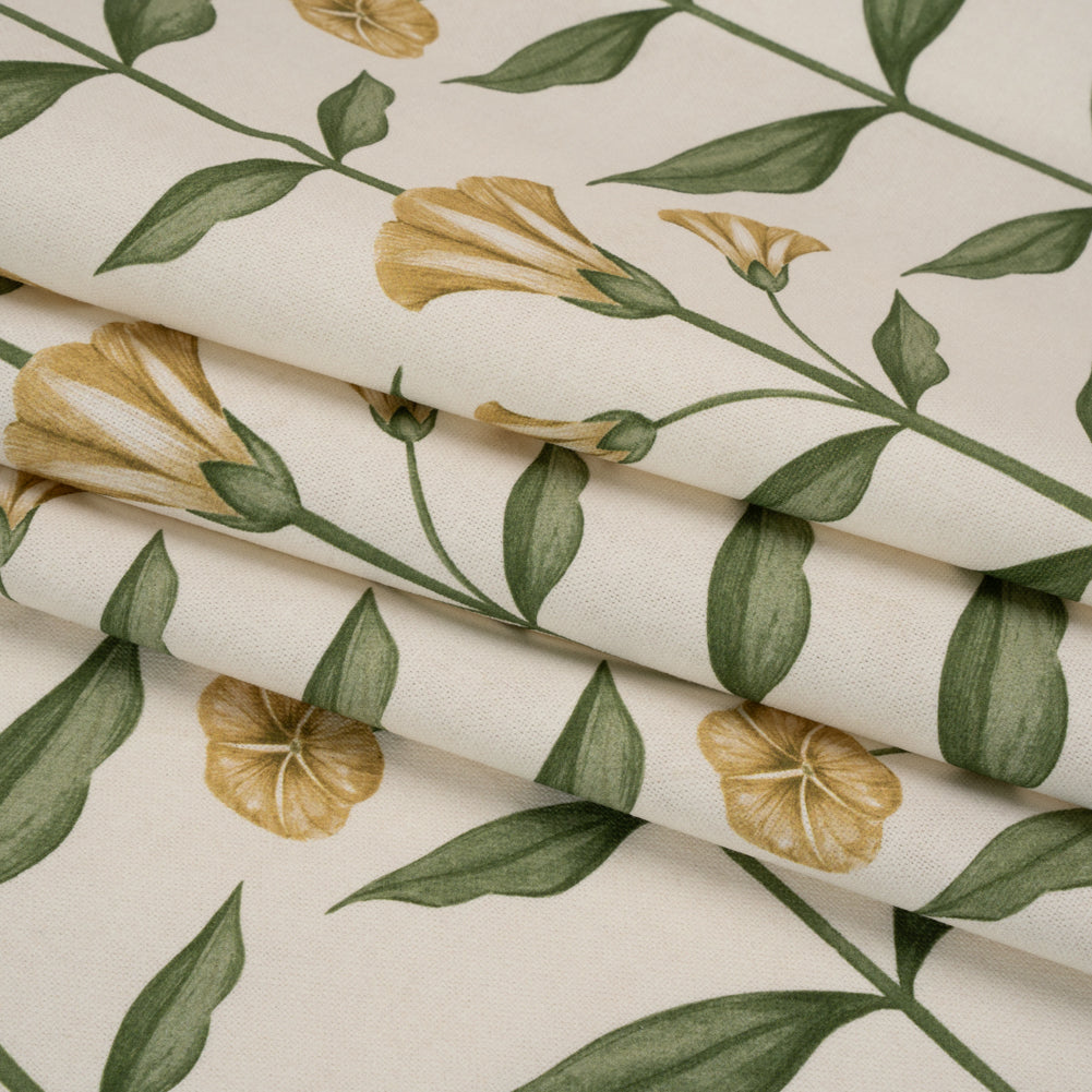 Printed Cotton Canvas - Marigold Balanced Flower Stems - British Imported - Joann Fabrics